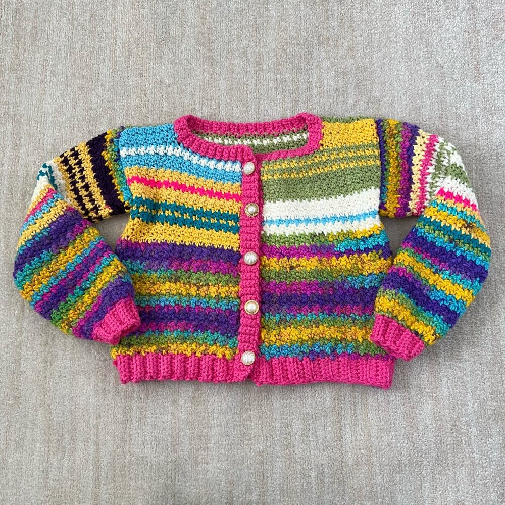 Handmade Chunky Knit Stripe Cardigan Sweater